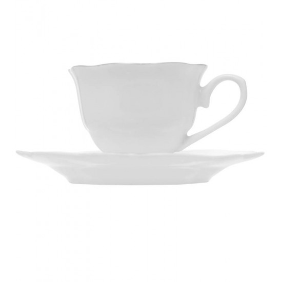 Xicara 80ml Para Café Porcelana Maldivas Branco Com Fio Prateado